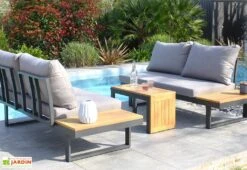 Salon De Jardin 4 Places En Aluminium Et Bois D’Acacia Tokyo
