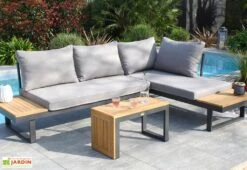 Salon De Jardin 4 Places En Aluminium Et Bois D’Acacia Tokyo -Abriet Mobilier Soldes Boutique salon tokyo 05