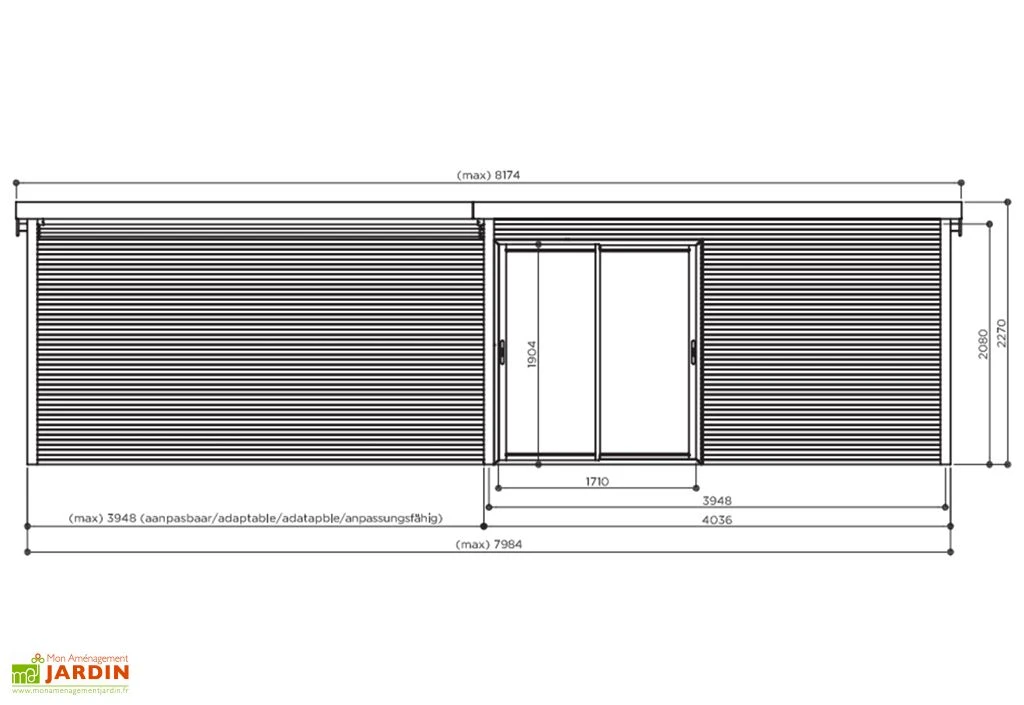 Solid Abri De Jardin En Bois D’épicéa Brut Avec Auvent - Tavira 24,17 M² 2 Solid Abri De Jardin En Bois D’épicéa Brut Avec Auvent - Tavira 24,17 M² – Image 2