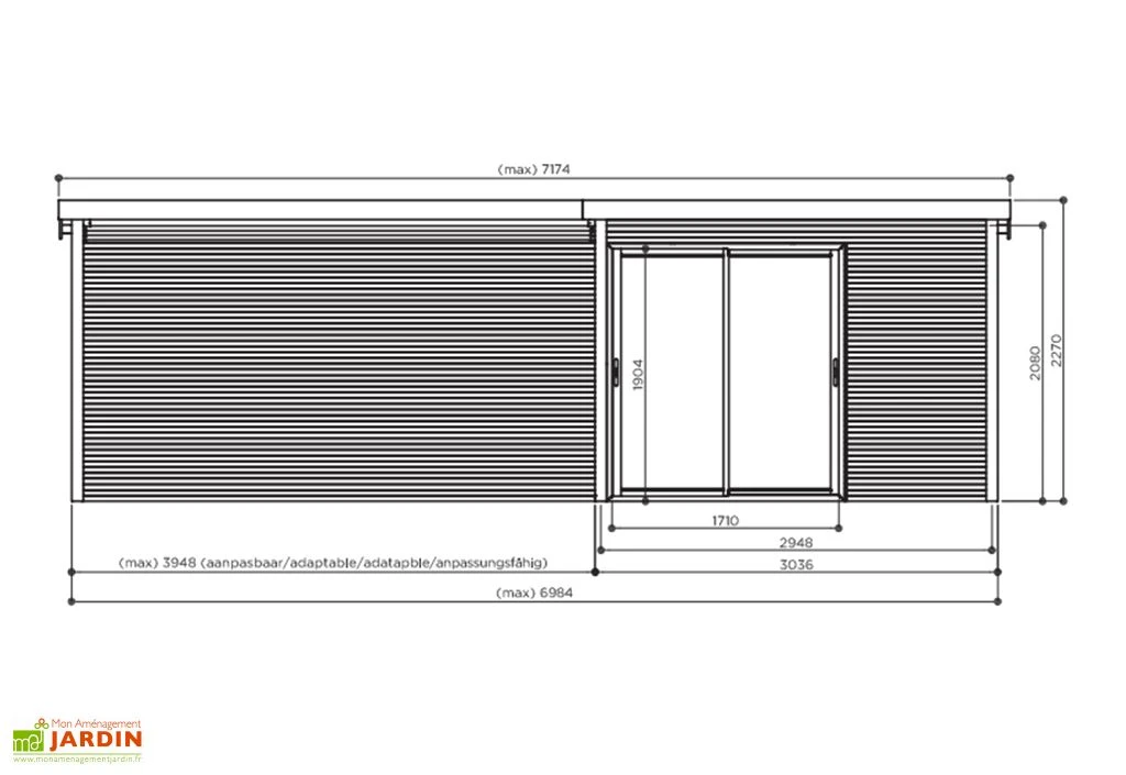 Solid Abri De Jardin En Bois D’épicéa Brut Avec Auvent - Sagres 21,14 M² 2 Solid Abri De Jardin En Bois D’épicéa Brut Avec Auvent - Sagres 21,14 M² – Image 2