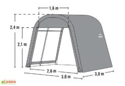 Abri De Jardin En Toile Polyéthylène Et Acier 9 M² -Abriet Mobilier Soldes Boutique schema abri jardin toile 9m2