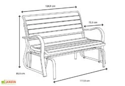 Lifetime Banc De Jardin à Bascule En Acier époxy 124 X 72 X 85 Cm -Abriet Mobilier Soldes Boutique schema banc jardin bascule acier lifetime
