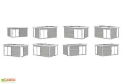 Solid Abri De Jardin En Bois D’épicéa Brut Avec Baie Vitrée - Faro 12,25 M² -Abriet Mobilier Soldes Boutique schema configurations studio jardin faro