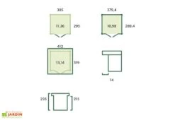 Abri De Jardin En Bois D’épicéa Brut Et Profilés En Aluminium - 11,3 M² -Abriet Mobilier Soldes Boutique schema dimensions abri jardin bois 11m2