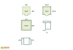Abri De Jardin En Bois D’épicéa Brut Et Profilés En Aluminium - 18,7 M² -Abriet Mobilier Soldes Boutique schema dimensions abri jardin gardenas 18m2