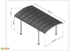Carport En Aluminium Et Polycarbonate Atlas 14 M² -Abriet Mobilier Soldes Boutique schema dimensions carport palram atlas