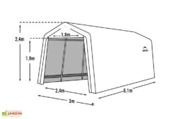 Garage En Toile Polyéthylène Et Acier 18,3 M² Anthracite -Abriet Mobilier Soldes Boutique schema garage toile polyethylene acier 18m2 anthracite