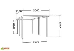 Carport En Bois Braité 1 Voiture 13,3 M² - Louison -Abriet Mobilier Soldes Boutique schema plan carport