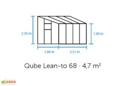 Halls Serre De Jardin Adossée En Verre Trempé Qube Lean-to 68 – 4,7 M² -Abriet Mobilier Soldes Boutique schema serre murale qube 68