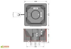 Spa D’extérieur En Bois 6 Places Avec Poêle à Bois - Delux Square -Abriet Mobilier Soldes Boutique schema spa exterieur delux square