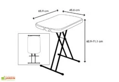 Lifetime Table Pliante Ajustable En Hauteur En Acier Et PEHD 65 X 45 Cm 5 Lifetime Table Pliante Ajustable En Hauteur En Acier Et PEHD 65 X 45 Cm -Abriet Mobilier Soldes Boutique schema table pliante ajustable hauteur lifetime