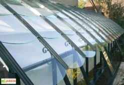 Serre Adossée Ancienne En Aluminium Et Verre Trempé 4mm Chambord 380x280 -Abriet Mobilier Soldes Boutique serre ancienne en aluminium et verre trempe 4mm chambord toit 1