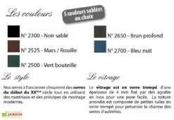 Serre Adossée Ancienne En Aluminium Et Verre Trempé 4mm Chambord 530x280 -Abriet Mobilier Soldes Boutique serre ancienne en aluminium et verre trempe coloris 2