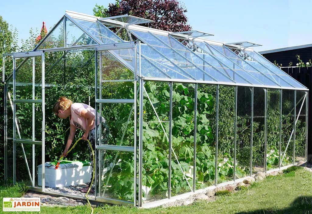 Serre De Jardin En Verre Trempé Lams 14,4 M² - Laurus Alu Naturel 1 Serre De Jardin En Verre Trempé Lams 14,4 M² - Laurus Alu Naturel
