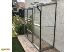 Serre De Jardin Adossée En Verre Lams 1,3 M² - Melissa Alu Naturel