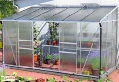 Serre De Jardin Adossée En Verre Lams 7,2 M² - Melissa Alu Naturel