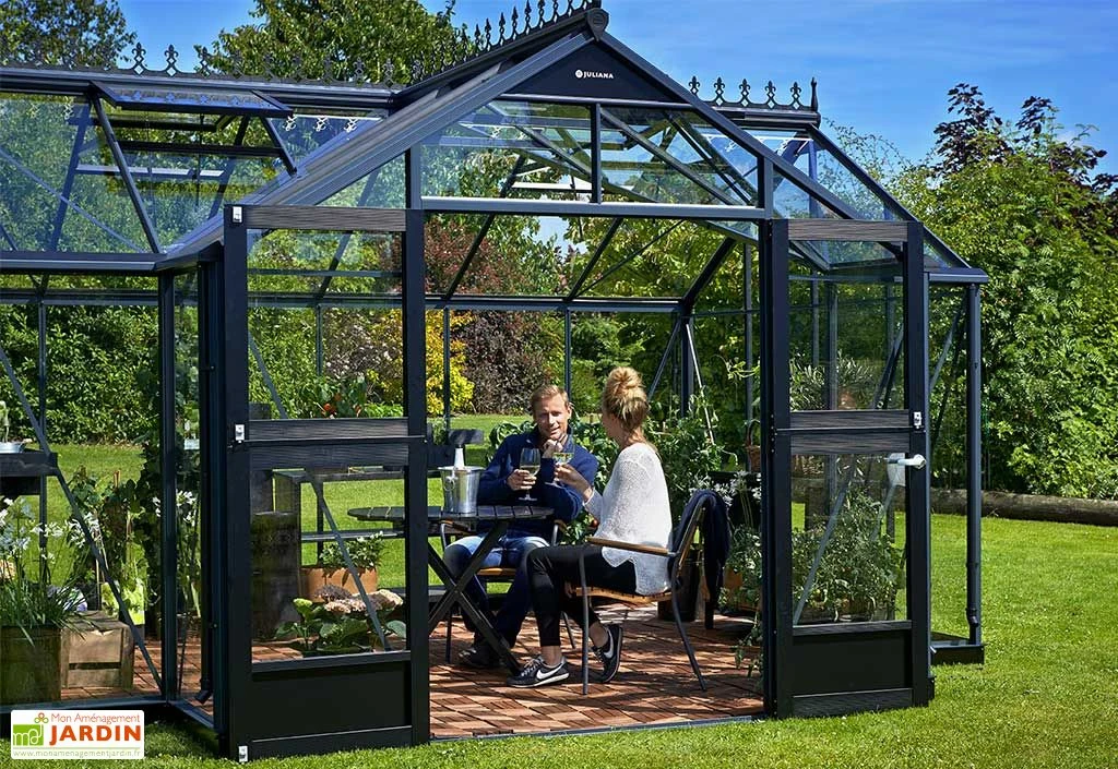 Serre De Jardin Verre Trempé Alu Anthracite 13 M² – Juliana Orangeri 5 Serre De Jardin Verre Trempé Alu Anthracite 13 M² – Juliana Orangeri – Image 5