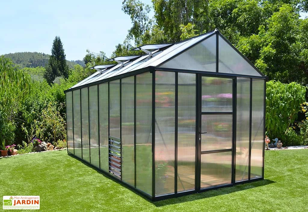 Serre De Jardin En Aluminium Et Polycarbonate Glory 11,8 M² - Grise 1 Serre De Jardin En Aluminium Et Polycarbonate Glory 11,8 M² - Grise