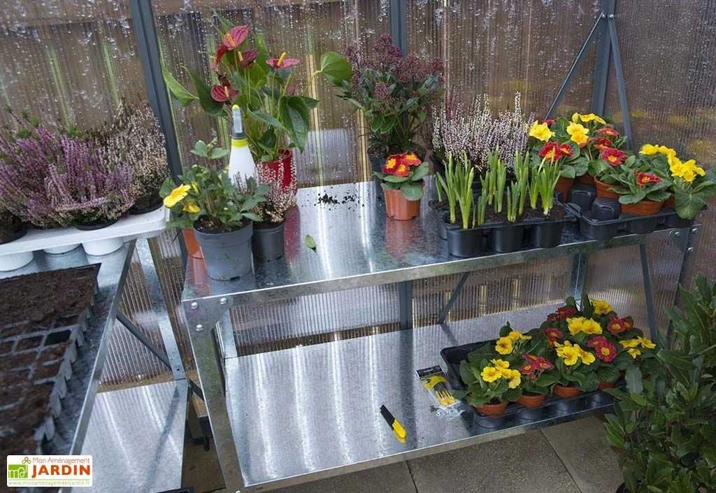 Serre De Jardin En Aluminium Et Polycarbonate Glory 4,7 M² - Grise 4 Serre De Jardin En Aluminium Et Polycarbonate Glory 4,7 M² - Grise – Image 4