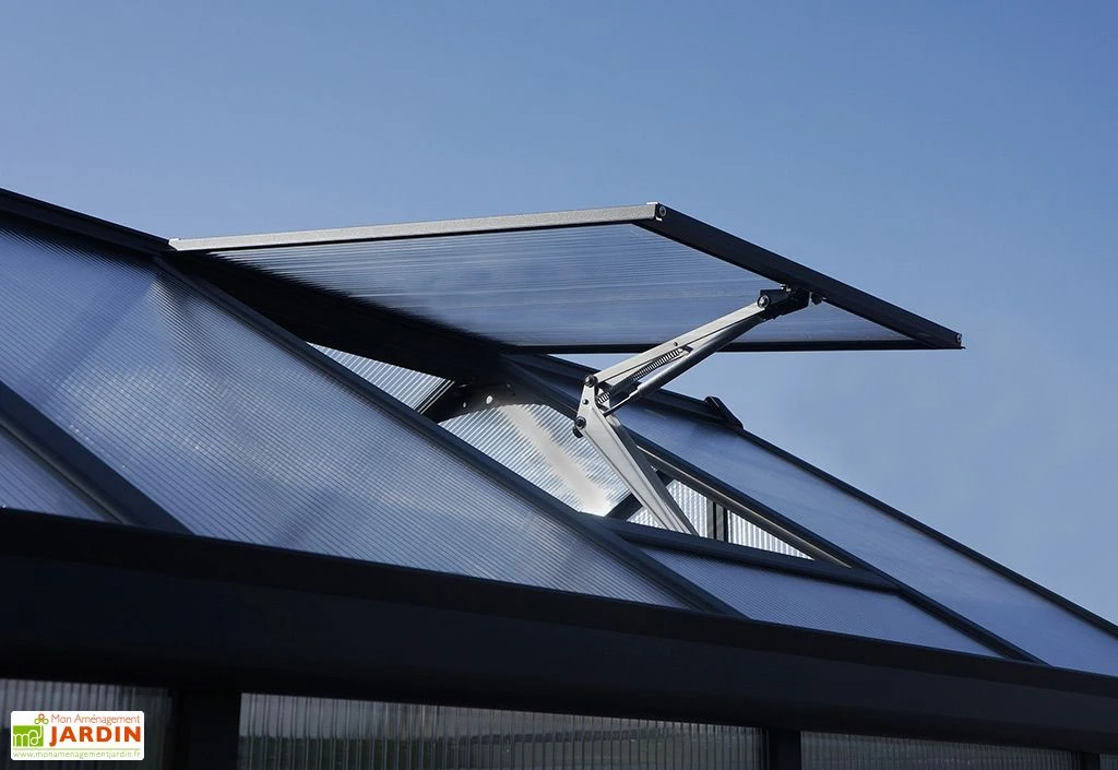 Serre De Jardin En Aluminium Et Polycarbonate Glory 4,7 M² - Grise 5 Serre De Jardin En Aluminium Et Polycarbonate Glory 4,7 M² - Grise – Image 5
