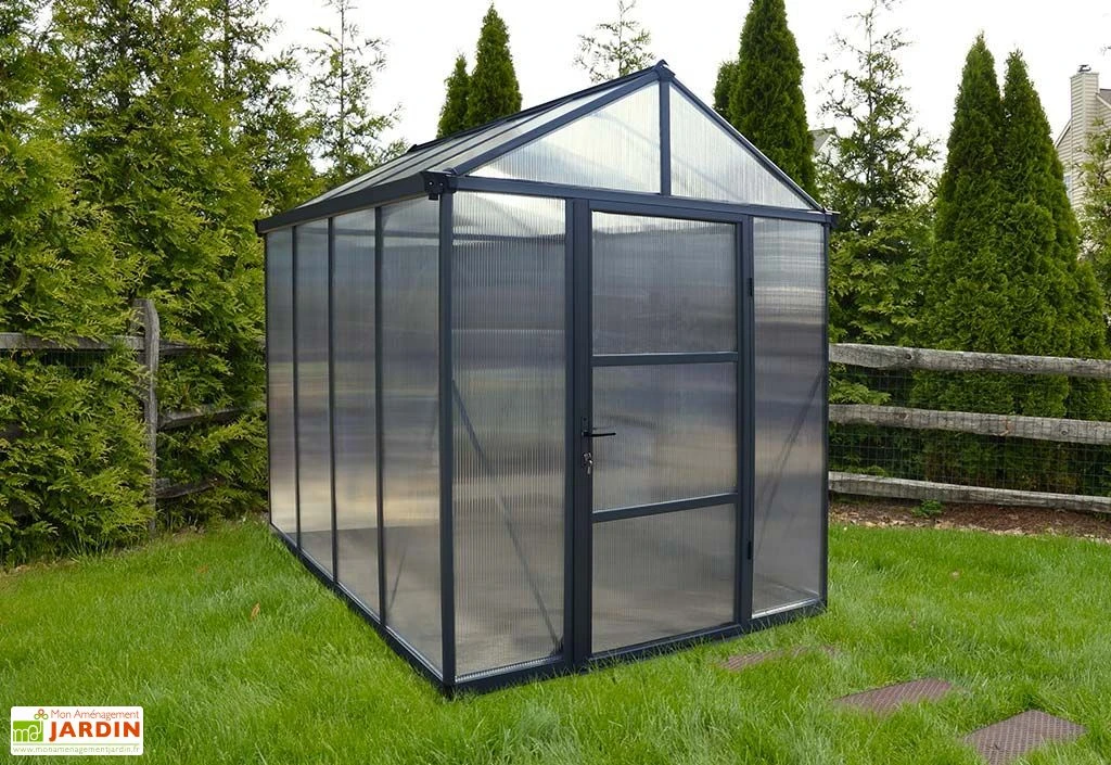 Serre De Jardin En Aluminium Et Polycarbonate Glory 4,7 M² - Grise 1 Serre De Jardin En Aluminium Et Polycarbonate Glory 4,7 M² - Grise