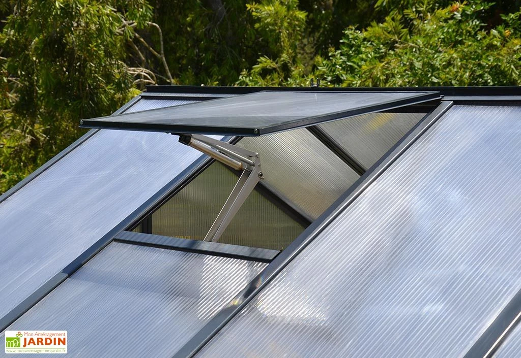 Serre De Jardin En Aluminium Et Polycarbonate Glory 6 M² - Grise 4 Serre De Jardin En Aluminium Et Polycarbonate Glory 6 M² - Grise – Image 4