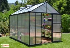 Serre De Jardin En Aluminium Et Polycarbonate Glory 8,9 M² - Grise