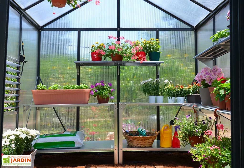 Serre De Jardin En Aluminium Et Polycarbonate Glory 14,7 M² - Grise 3 Serre De Jardin En Aluminium Et Polycarbonate Glory 14,7 M² - Grise – Image 3