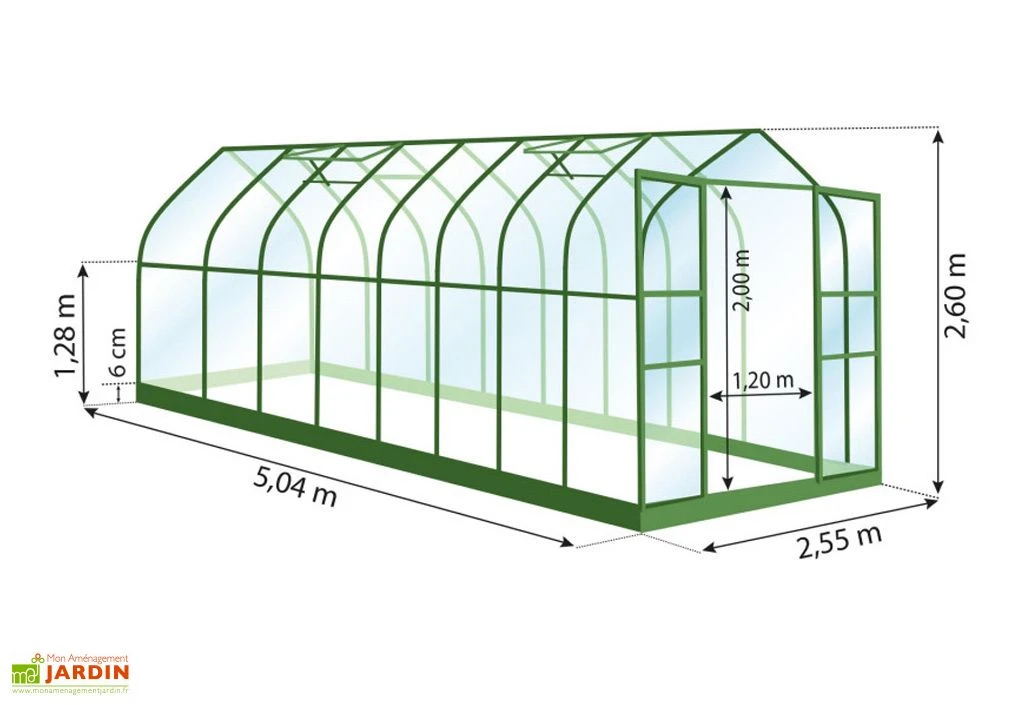 Serre De Jardin En Alu Et Verre Trempé Lams 12,9 M² - Aloé Vert 2 Serre De Jardin En Alu Et Verre Trempé Lams 12,9 M² - Aloé Vert – Image 2