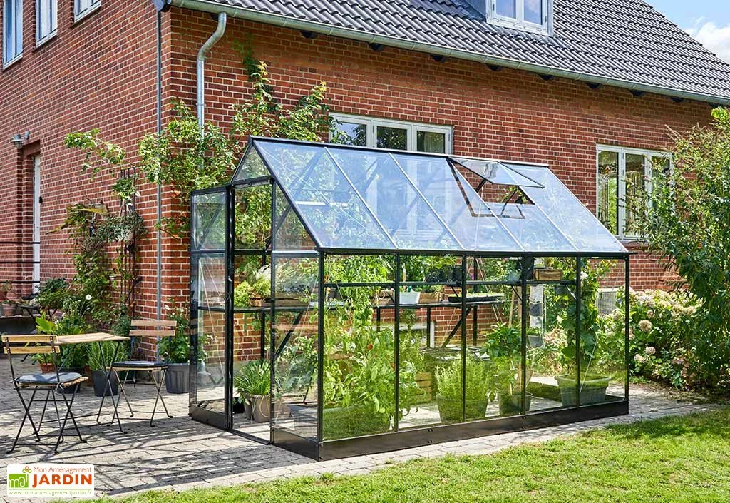 Halls Serre De Jardin En Aluminium Et Verre Trempé Qube 610 Noir 6,4 M² 2 Halls Serre De Jardin En Aluminium Et Verre Trempé Qube 610 Noir 6,4 M² – Image 2