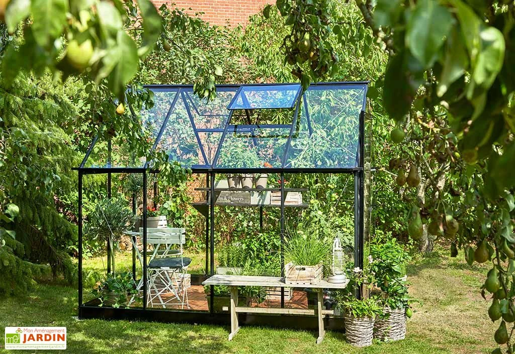 Halls Serre De Jardin En Aluminium Et Verre Trempé Qube 68 Noir 5,1 M² 2 Halls Serre De Jardin En Aluminium Et Verre Trempé Qube 68 Noir 5,1 M² – Image 2