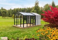 Serre De Jardin En Bois Et Verre Trempé Avec Panneaux Occultants – Lilas -Abriet Mobilier Soldes Boutique serre jardin bois panneaux occultants stali design 04