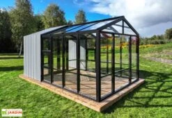 Serre De Jardin En Bois Et Verre Trempé Avec Panneaux Occultants – Mimosas -Abriet Mobilier Soldes Boutique serre jardin bois panneaux occultants stali 1