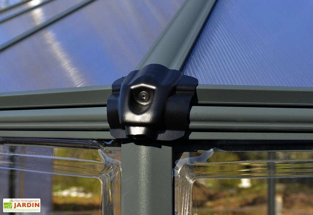 Serre De Jardin Hexagonale Aluminium/polycarbonate Oasis 8 M² - Grise 3 Serre De Jardin Hexagonale Aluminium/polycarbonate Oasis 8 M² - Grise – Image 3