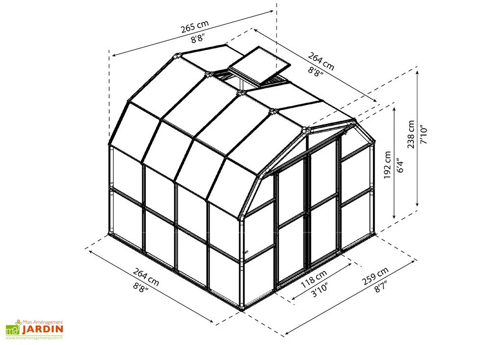 Serre De Jardin Polycarbonate Et PVC 2,5 X 2,5 M – Grand Gardener 8x8 4 Serre De Jardin Polycarbonate Et PVC 2,5 X 2,5 M – Grand Gardener 8x8 – Image 4