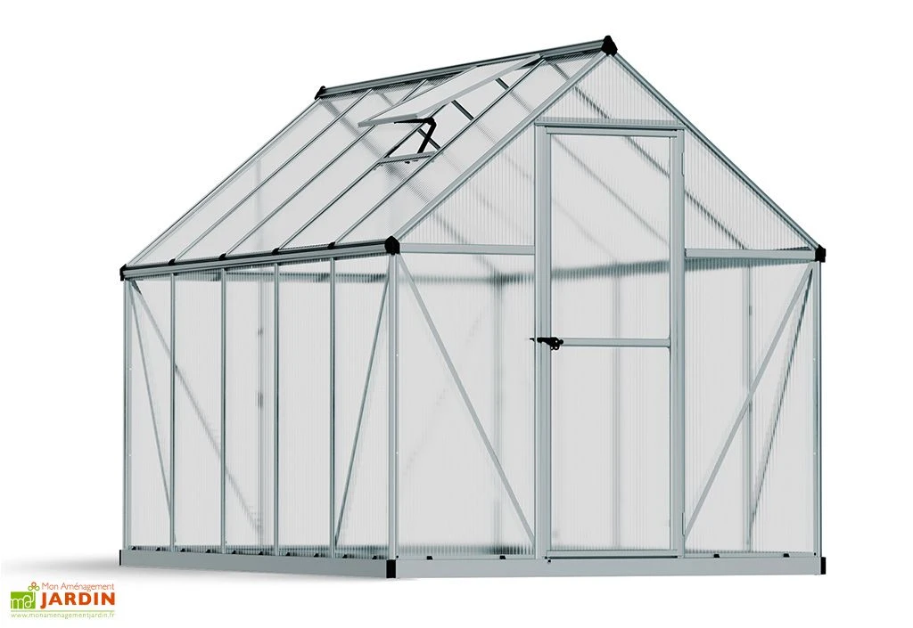 Serre De Jardin Grise Polycarbonate Aluminium 3 X 2 M – Mythos 6x10 4 Serre De Jardin Grise Polycarbonate Aluminium 3 X 2 M – Mythos 6x10 – Image 4