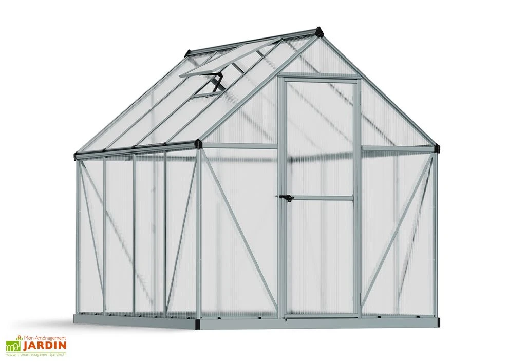Serre De Jardin Grise Polycarbonate Aluminium 2,5 X 2 M – Mythos 6x8 5 Serre De Jardin Grise Polycarbonate Aluminium 2,5 X 2 M – Mythos 6x8 – Image 5
