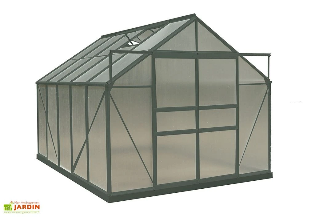 Serre De Jardin Polycarbonate 7,44m² Avec Base + 2 Lucarnes 2 Serre De Jardin Polycarbonate 7,44m² Avec Base + 2 Lucarnes – Image 2