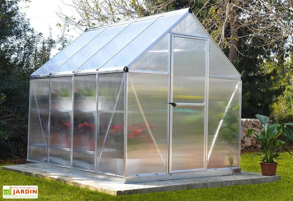 Serre De Jardin Grise Polycarbonate Aluminium 2,5 X 2 M – Mythos 6x8 2 Serre De Jardin Grise Polycarbonate Aluminium 2,5 X 2 M – Mythos 6x8 – Image 2