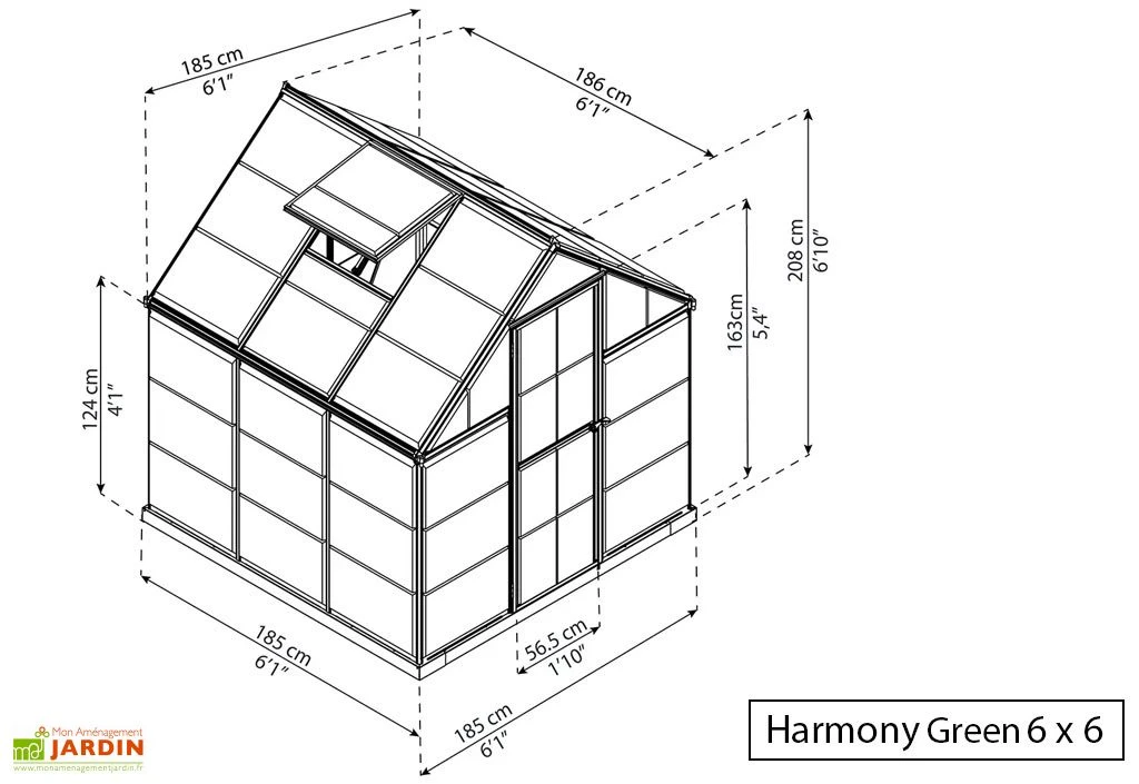 Serre De Jardin Polycarbonate Harmony Palram - Canopia Verte 5 Serre De Jardin Polycarbonate Harmony Palram - Canopia Verte – Image 5