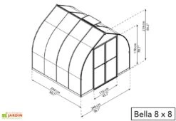 Serre De Jardin En Aluminium Et Polycarbonate Bella - Argent -Abriet Mobilier Soldes Boutique serre jardin polycarbonate palram bella 8x8 2