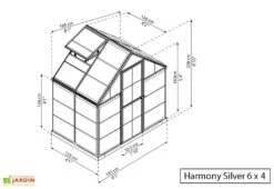Serre De Jardin Polycarbonate Harmony Palram - Canopia Argent -Abriet Mobilier Soldes Boutique serre jardin polycarbonate silver palram harmony 6x4 1