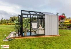 Serre De Jardin En Bois Et Verre Trempé Avec Panneaux Occultants – Jasmin -Abriet Mobilier Soldes Boutique serre jardin stali design 05