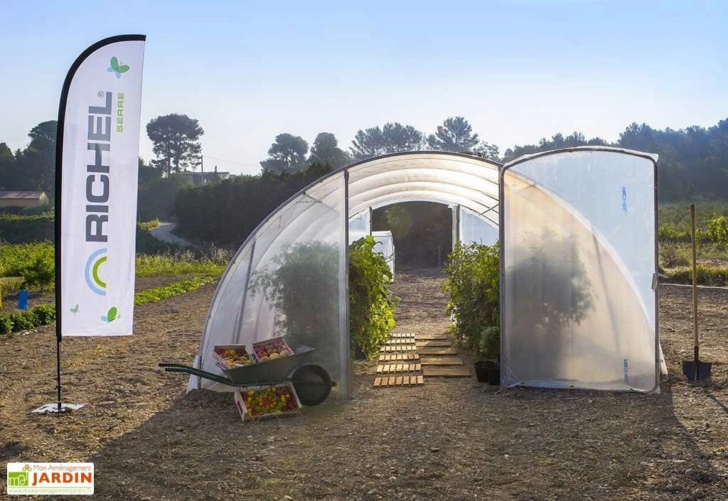 Serre De Jardin Tunnel Richel 4,5x6 Ep 2x180µ 2 Portes 1 Serre De Jardin Tunnel Richel 4,5x6 Ep 2x180µ 2 Portes