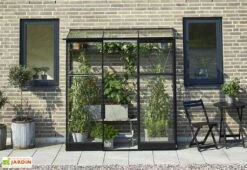 Halls Serre De Jardin Adossée En Verre Trempé Qube Lean-to 26 – 1,2 M² -Abriet Mobilier Soldes Boutique serre murale verre terrasse