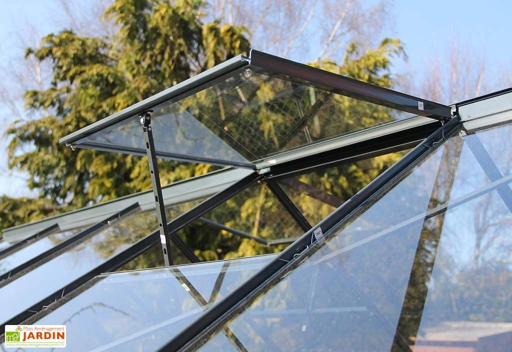 Serre De Jardin En Verre Trempé Grise Avec Base 4,65 M² 4 Serre De Jardin En Verre Trempé Grise Avec Base 4,65 M² – Image 4