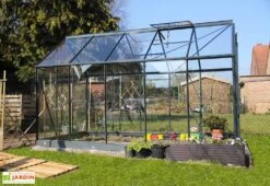 Serre De Jardin En Verre Trempé Grise Avec Base 4,65 M² 8 Serre De Jardin En Verre Trempé Grise Avec Base 4,65 M² -Abriet Mobilier Soldes Boutique serre verre trempe aluminium 8