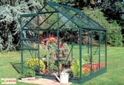 Halls Serre De Jardin En Aluminium Et Verre Trempé Popular 66 - 3,8 M² -Abriet Mobilier Soldes Boutique serre verre trempe popular 66 vert