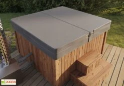 Spa D’extérieur En Bois 6 Places Avec Poêle à Bois - Delux Square -Abriet Mobilier Soldes Boutique spa exterieur bois delux square