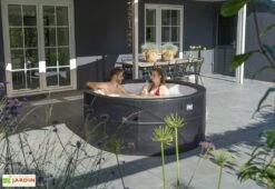 EXIT TOYS Spa Extérieur Rigide Rond 4 Places Ø 184 Cm – Leather Premium Noir -Abriet Mobilier Soldes Boutique spa rigide exterieur noir couple